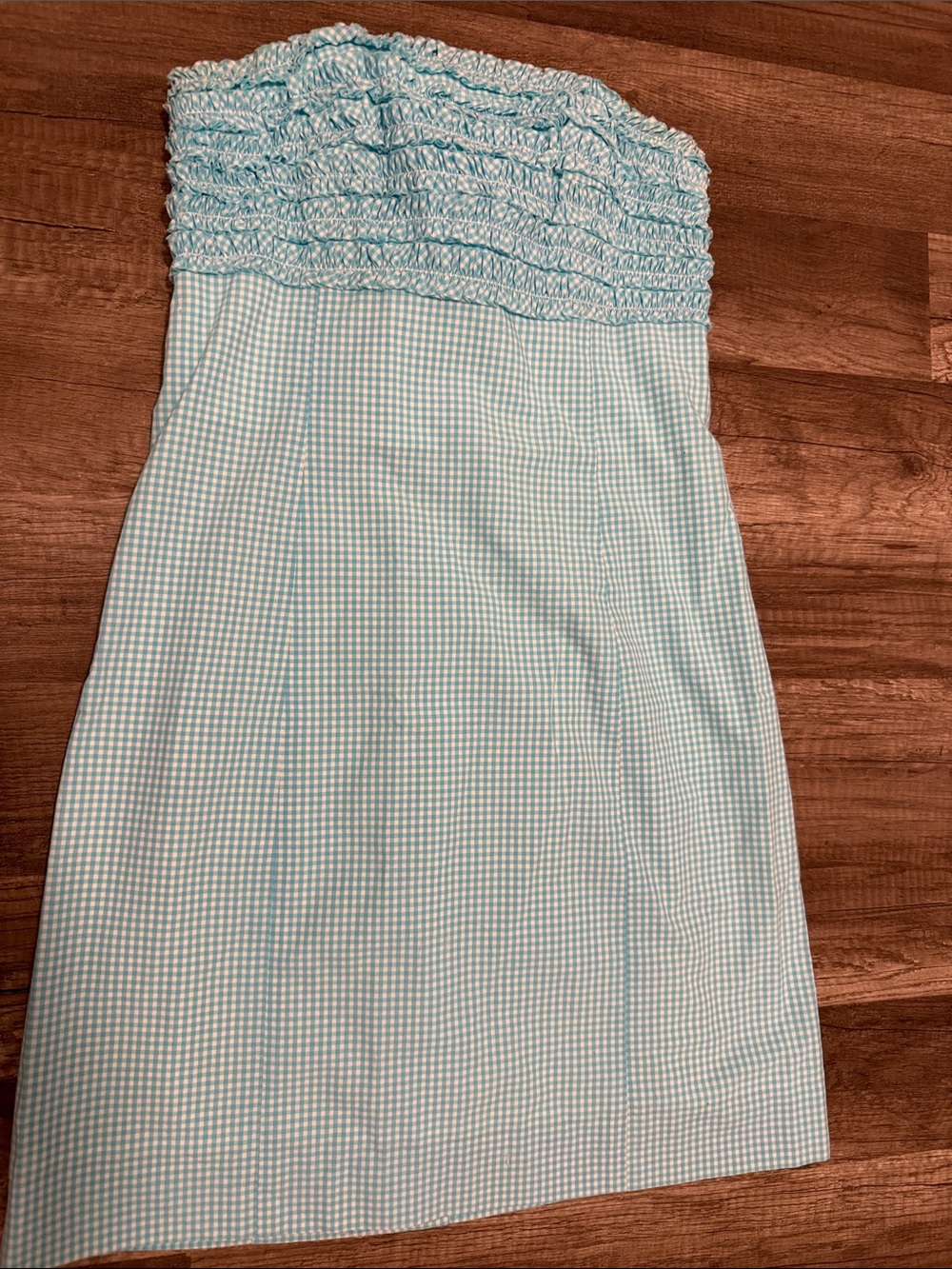 Lily Pulitzer sz 0 Light Blue Gingham Strapless Sundress